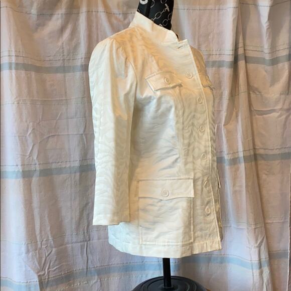 Linea Louis Dell’Olio Xs Ivory Tiger Stripe Jacquard Weave Short Jacket MINT! - Picture 2 of 8